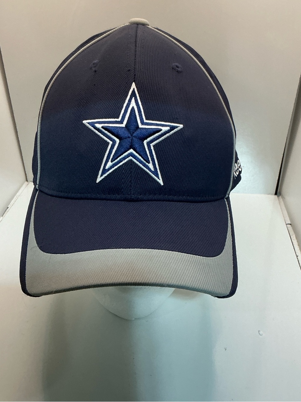 Reebok Dallas Cowboys NFL Team Apparel Navy Gray FlexFit Hat S/M Cap